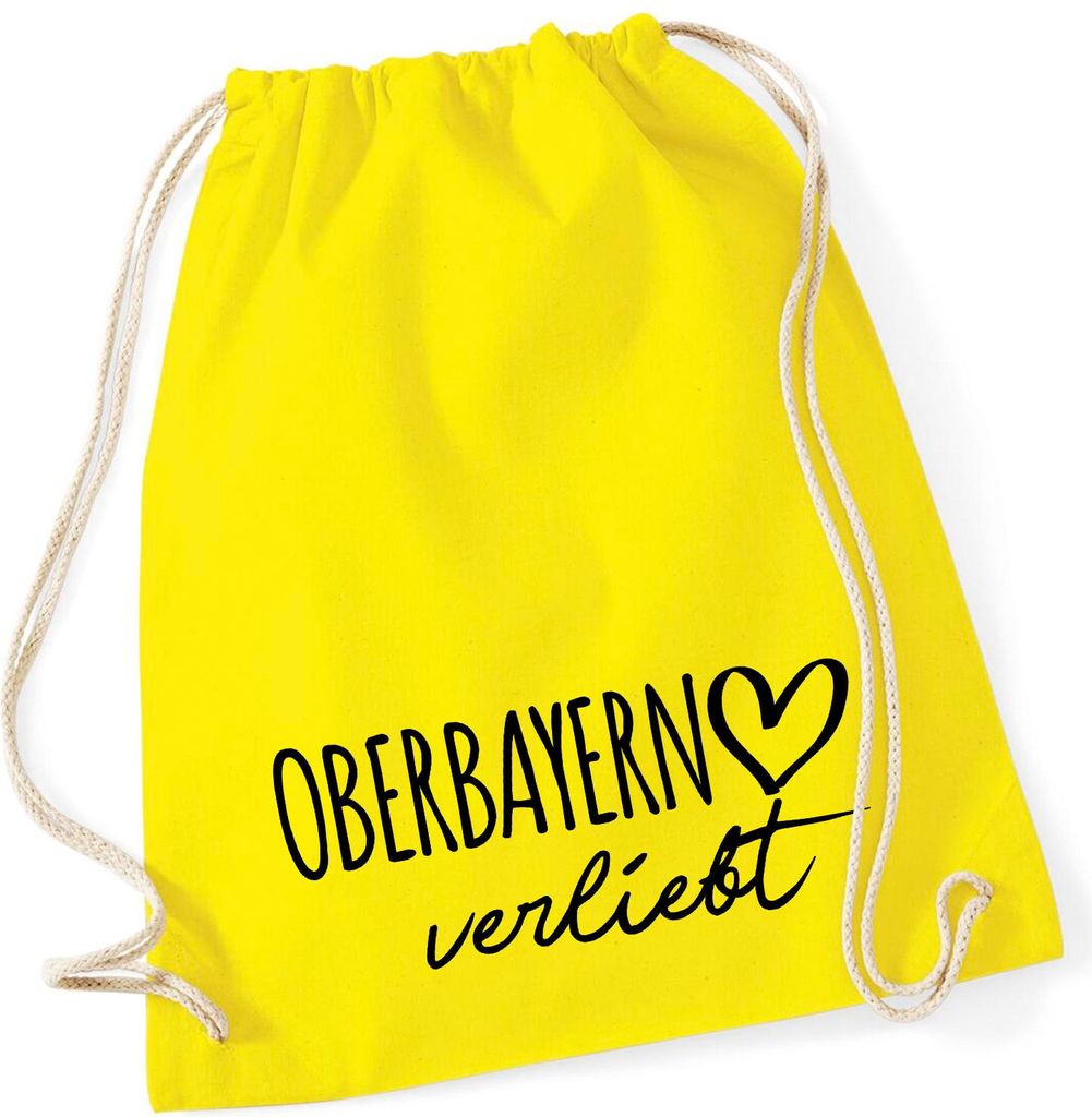 Huuraa Turnbeutel Oberbayern verliebt 12 Liter Yellow Baumwolle Rucksack Geschenkidee