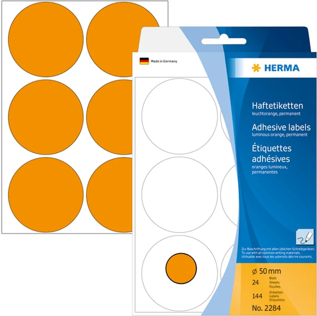 1440 Etichette Multiuso 50mm Arancio Fluo - Organizzazione e Archivio