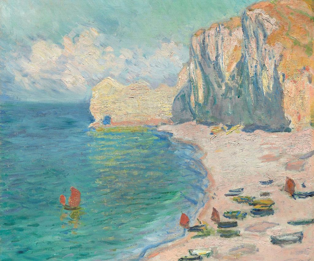 Plakat 60x50cm Der Strand und die Falaise d'Amont, Monet Vintage