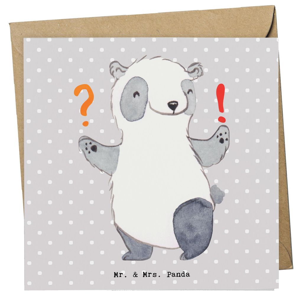 Mr. & Mrs. Panda Grußkarte Berater Herz - Grau Pastell - Geschenk, Hilfe, Finanzberater, Schlau, anlasskarte, IT Beratung, doppelkarte, Lösung, f...