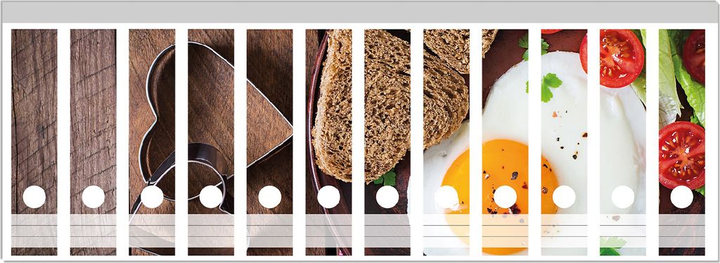 Wallario Ordnerrücken Sticker, selbstklebend für breite Ordner, 12 Stück, Motiv Frühstück mit Liebe serviert