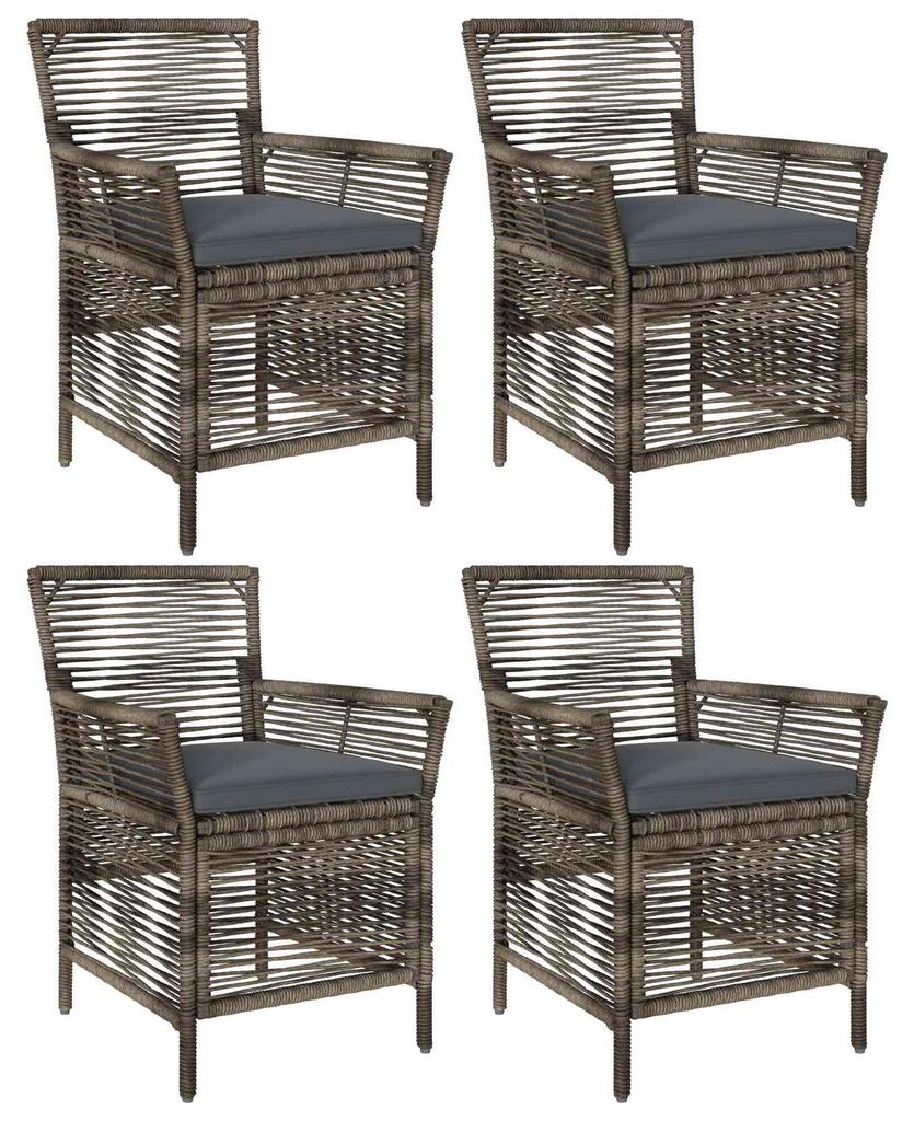vidaXL Gartenstuhl mit Kissen 4 pcs Grau und Dunkelgrau Poly-Rattan