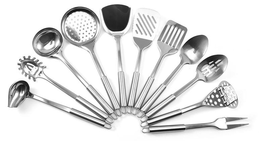 11-teiliges Edelstahl-Küchenutensilien-Set – Silber, spülmaschinenfest