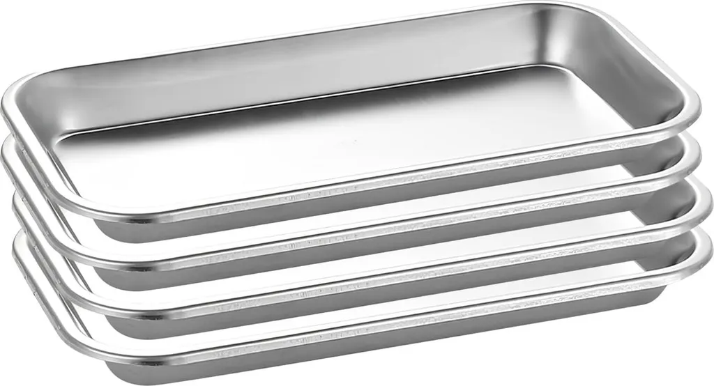 Plateau de soin rectangulaire pour instruments dentaires - Inox 4 pièces