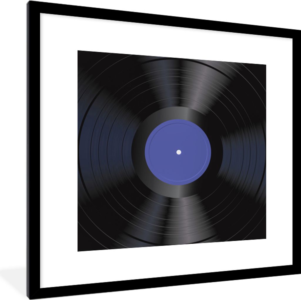 MuchoWow® Gerahmtes Poster LP - Vinyl - Blau - Retro 40x40 Produktbild 