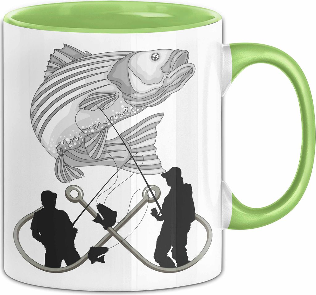 Angler Tasse Geschenk Hecht Grafik Geschenkidee Angeln (Grün)