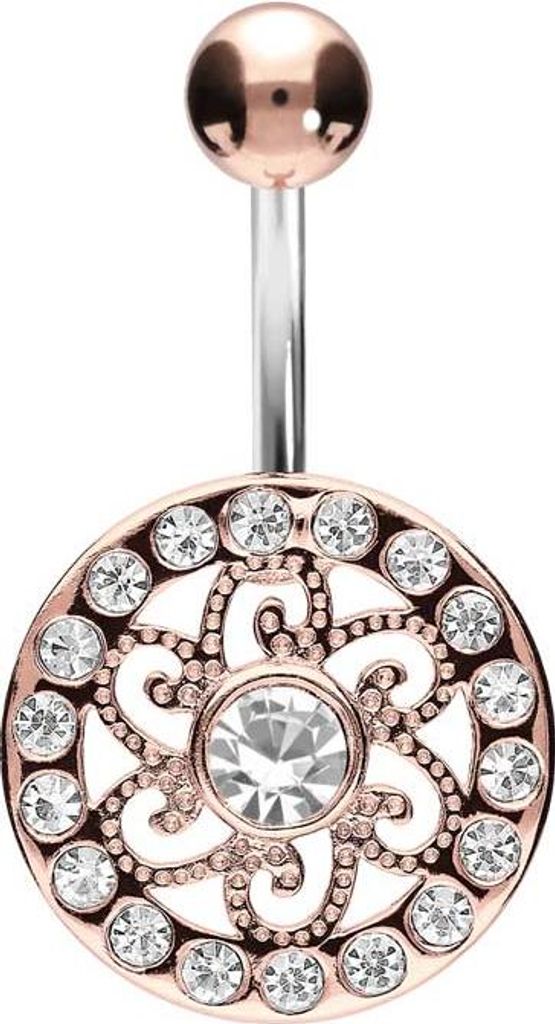 Bauchnabelpiercing Titan Bananabell mit 925er Silber-Design MANDALA