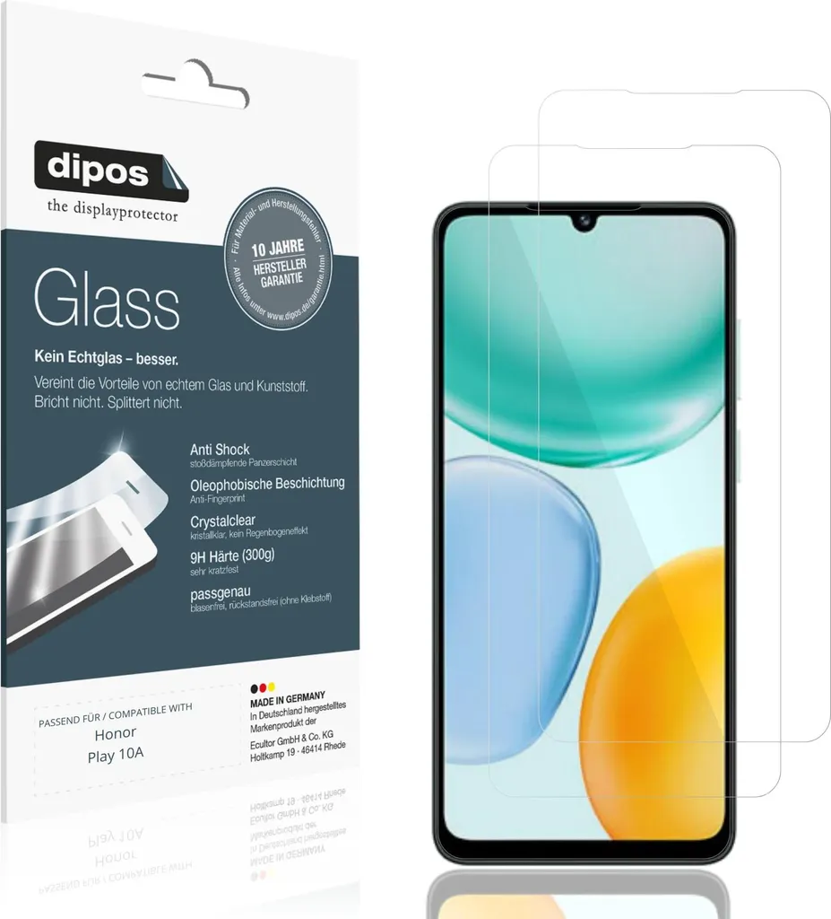 2x Pellicola Protettiva per Honor Play 10A Protezione Vetro Flessibile 9H dipos
