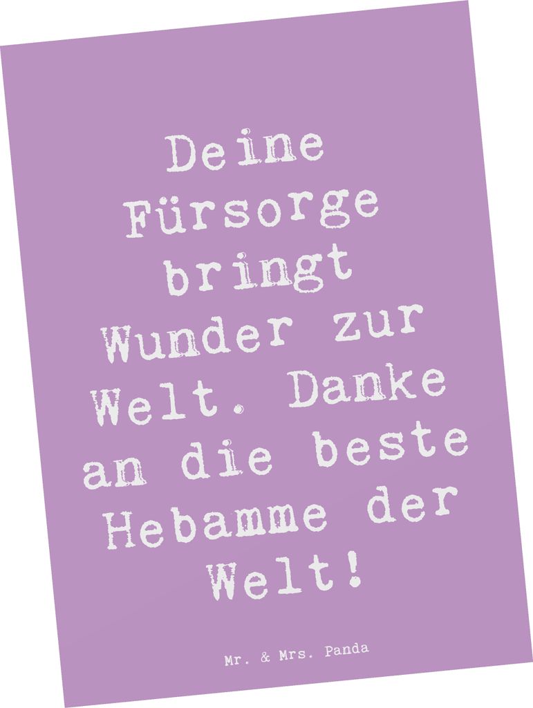 Mr. & Mrs. Panda Postkarte Spruch Beste Hebamme - Lavendeltraum - Geschenk, Dankbarkeit an, Bedanken, Ansichtskarten, Postkarten, besondere Momente...