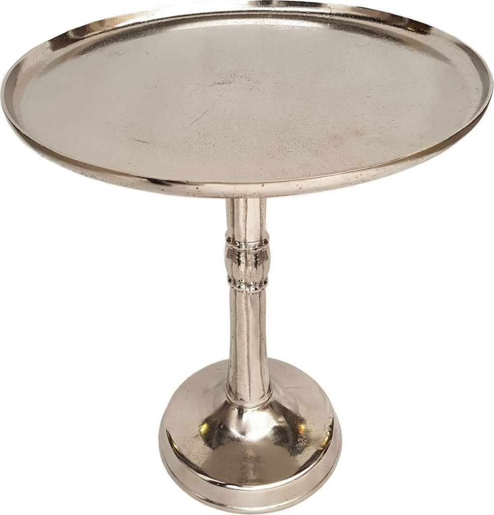 tinkaro Wohnzimmertisch rund MARTINE Aluminium Couchtisch Silber