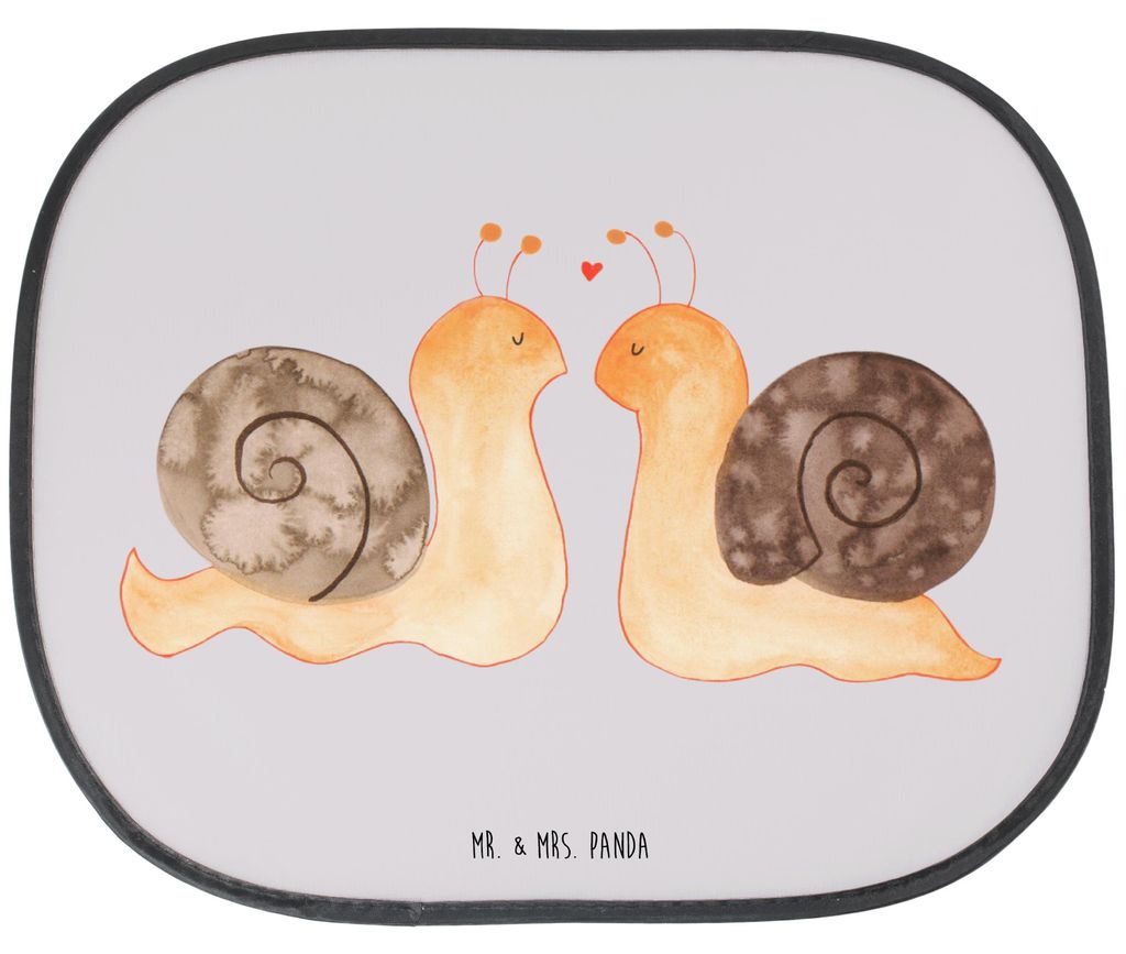 Mr. & Mrs. Panda Sonnenschutz für Auto Schnecken Liebe - Grau Pastell - Geschenk, Pärchen, glücklich, blendschutz, hitzeschutz, Paar, Fürs, Ver...