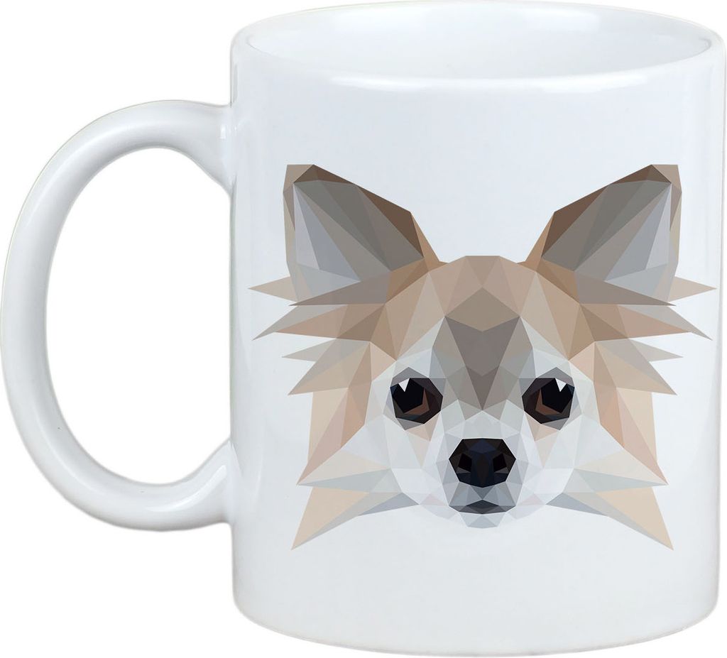 Chihuahua Langhaar - Becher mit einem Bild und dem Schriftzug geometrischer Hund Art-Dog