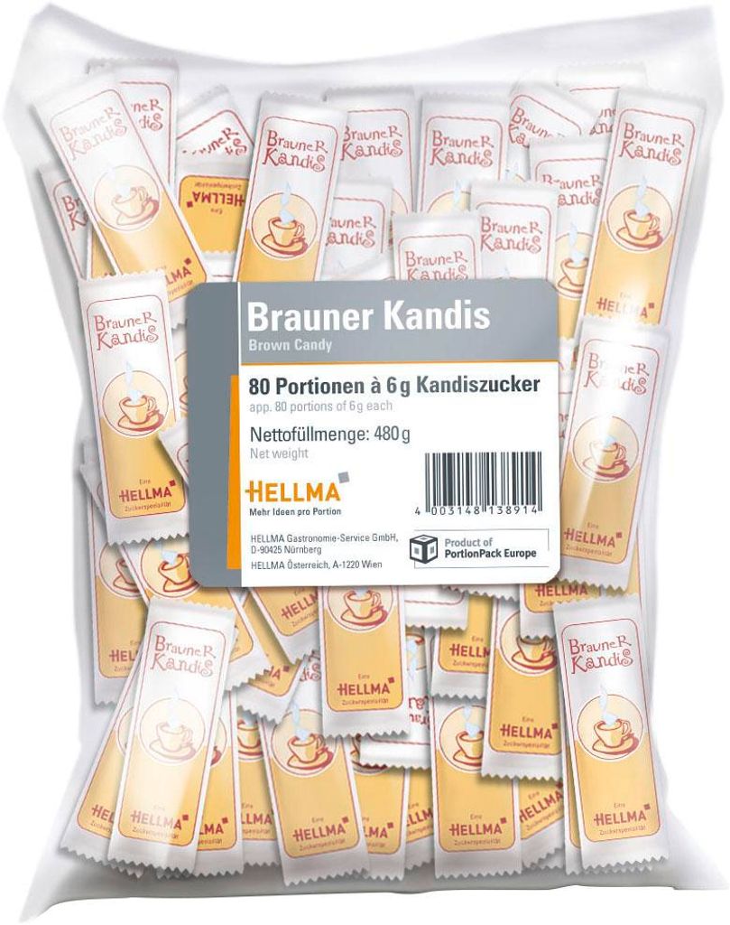 HELLMA 60000096 Brauner Kandis Zuckersticks, 80 St. à 6,0 g Zdjęcie produktu 