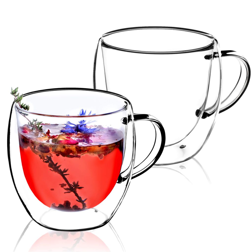 KADAX doppelwandige Glase Tasse "Forli", Gläser, Trinkglase für Saft, Tee, Kaffee, Transparent, 250 ml, 2 Stück