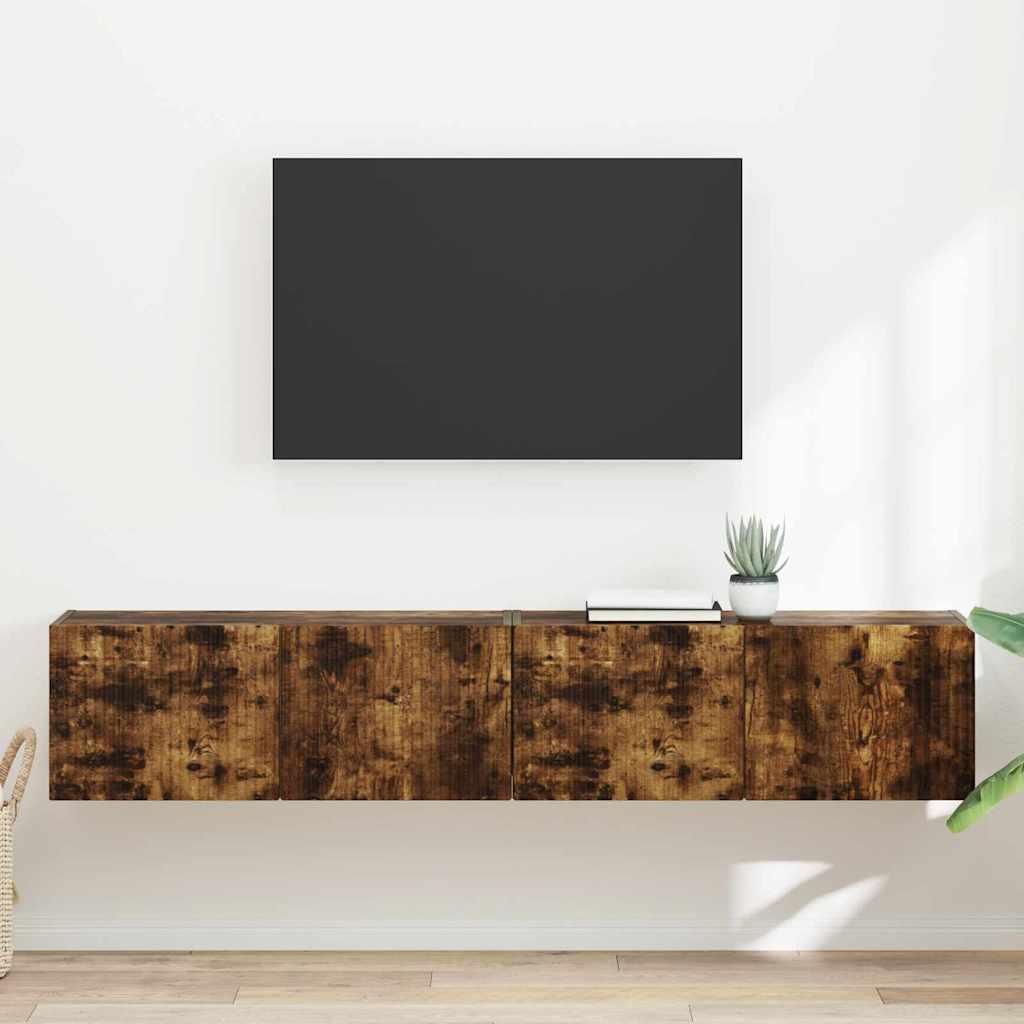 "Schlussverkauf" TV-Wandschrank 2 Stück - WohnzimmerTV-Möbel/TV-Tisch - Geräucherte Eiche 60x31x29,5 cm C14464