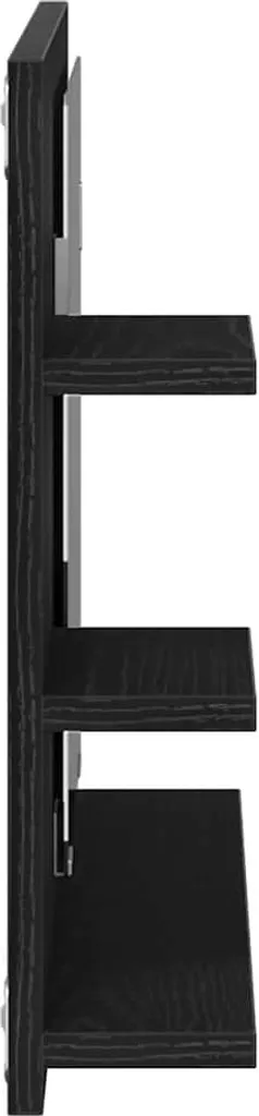 Miroir de salle de bain 60 cm noir bois composite avec tablette chêne