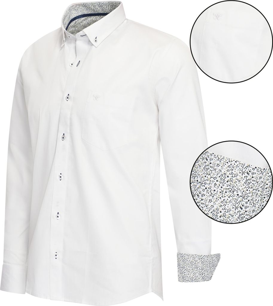 Cappuccino Italia Regular Fit Overhemd White Weiss - Große M