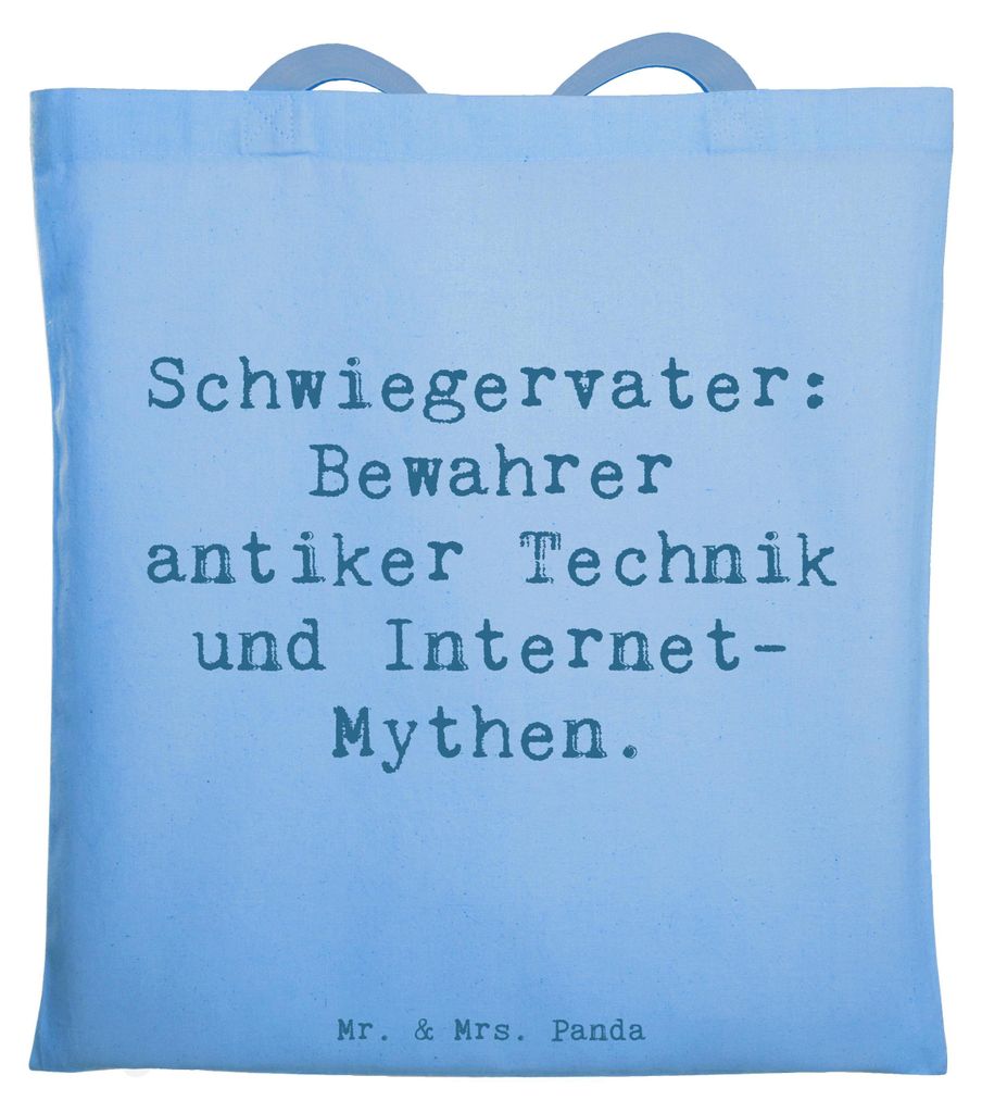 Mr. & Mrs. Panda Tote Bag Spruch Schwiegervater Geschichten - Sky Blue - Geschenk, Shopping Tasche, Einkaufstasche, Verwandtschaft, Uni, Laptoptasc...