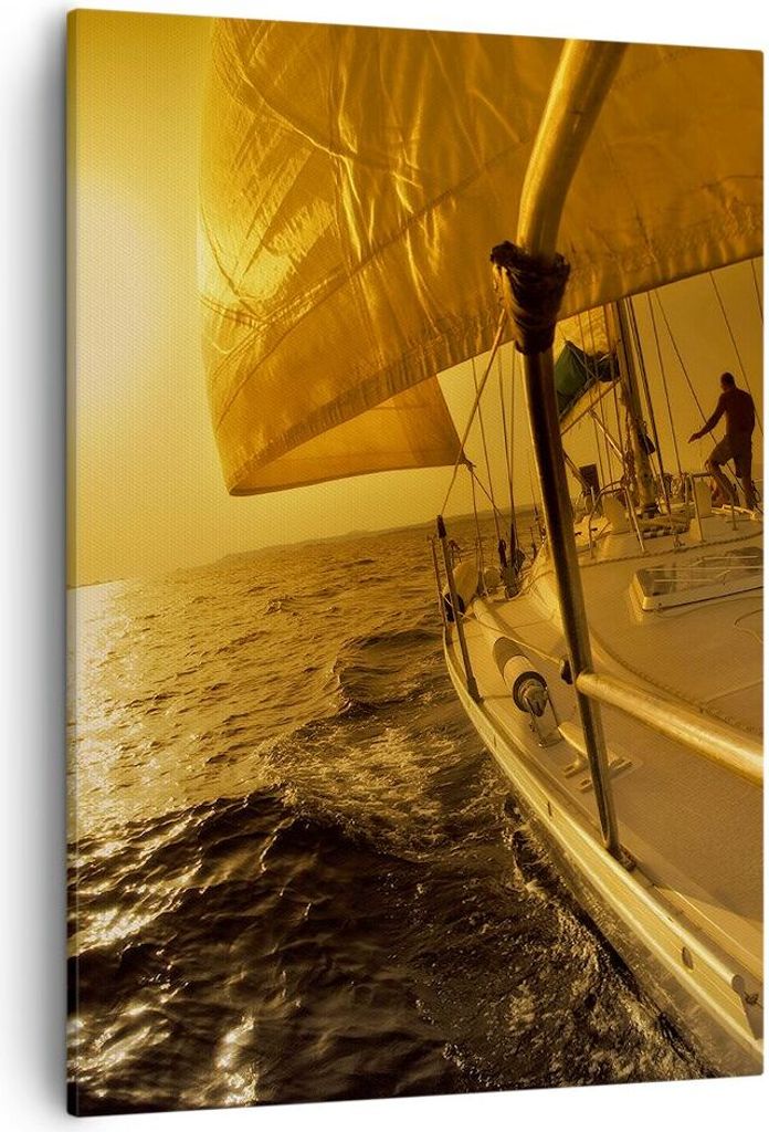 Bild auf Leinwand - Leinwandbild - Einteilig - Ozean Segelboot Yacht - 50x70cm - Wand Bild - Wanddeko - Wandbilder - Leinwanddruck - Wanddekoration...