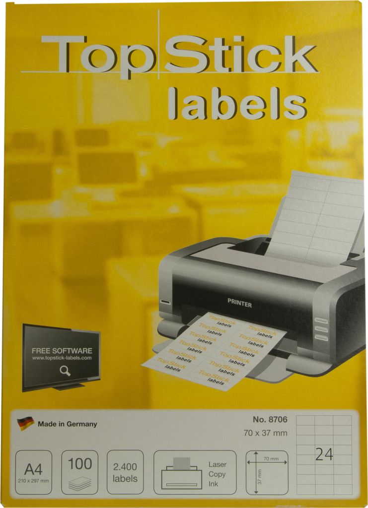 Top Stick 8706, Weiß, Selbstklebendes Druckeretikett, A4, Produktbild 