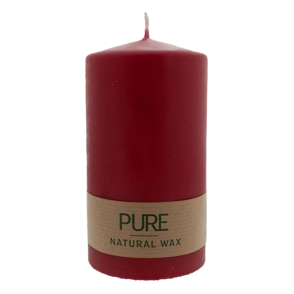 Bougie Cylindrique Rouge Carmin 130x70mm Cire Naturelle sans Paraffine
