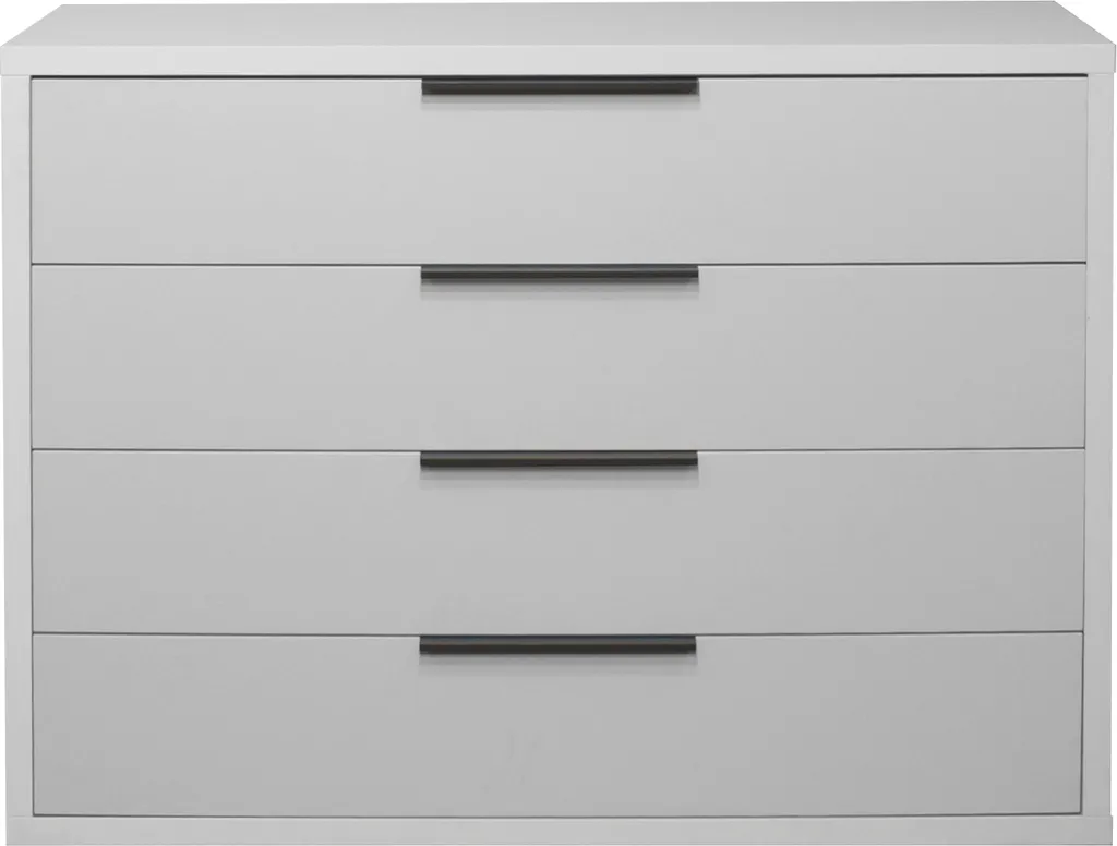 Commode laquée gris mat Clyde 122cm avec finition anti-traces luxe