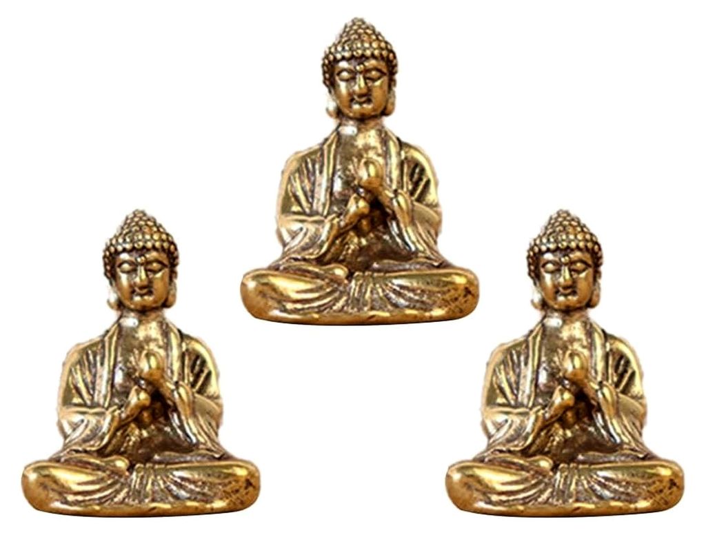 Mini Buddha Figur aus Messing im Retro-Stil für Wohn- und Bürodeko