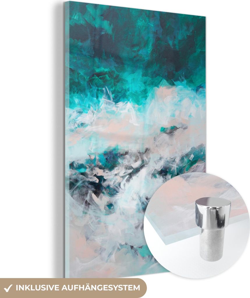 MuchoWow Glasbilder - Bilder auf Wandbild - Foto auf Glas Abstrakt - Meer - Blau - Farbe 20x30 cm Wanddekoration aus Glas - Acrylglasbild - Acrylbi...