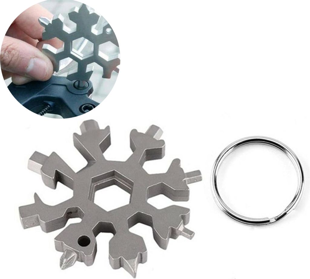 18-in-1-Schneeflocken-Multitoolkarte, Edelstahl-Ringschlüssel, Sechskantschlüssel für den Außenbereich