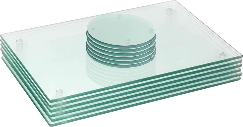 Harbour Housewares 12-teiliges Set aus Glas-Tischsets und runden Untersetzern – 30 x 20 cm – Transparent