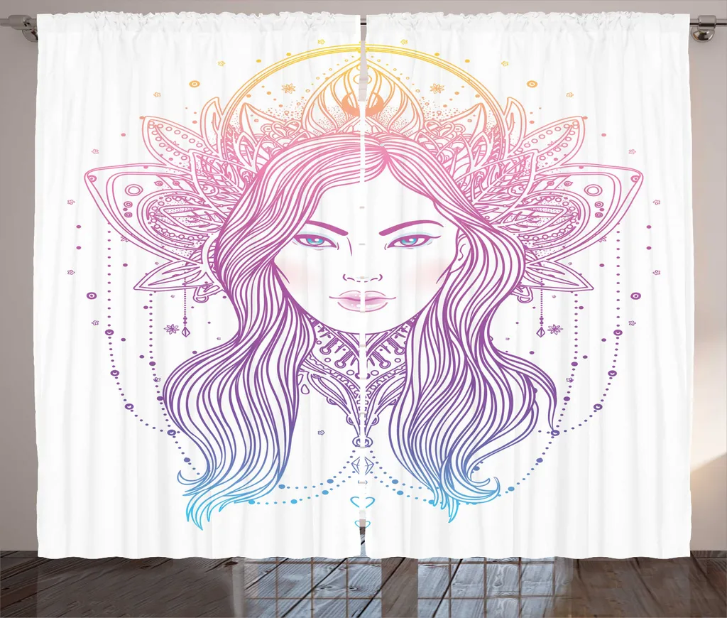 ABAKUHAUS Rideau Rustique Beauté Asiatique 280x225cm Multicolore