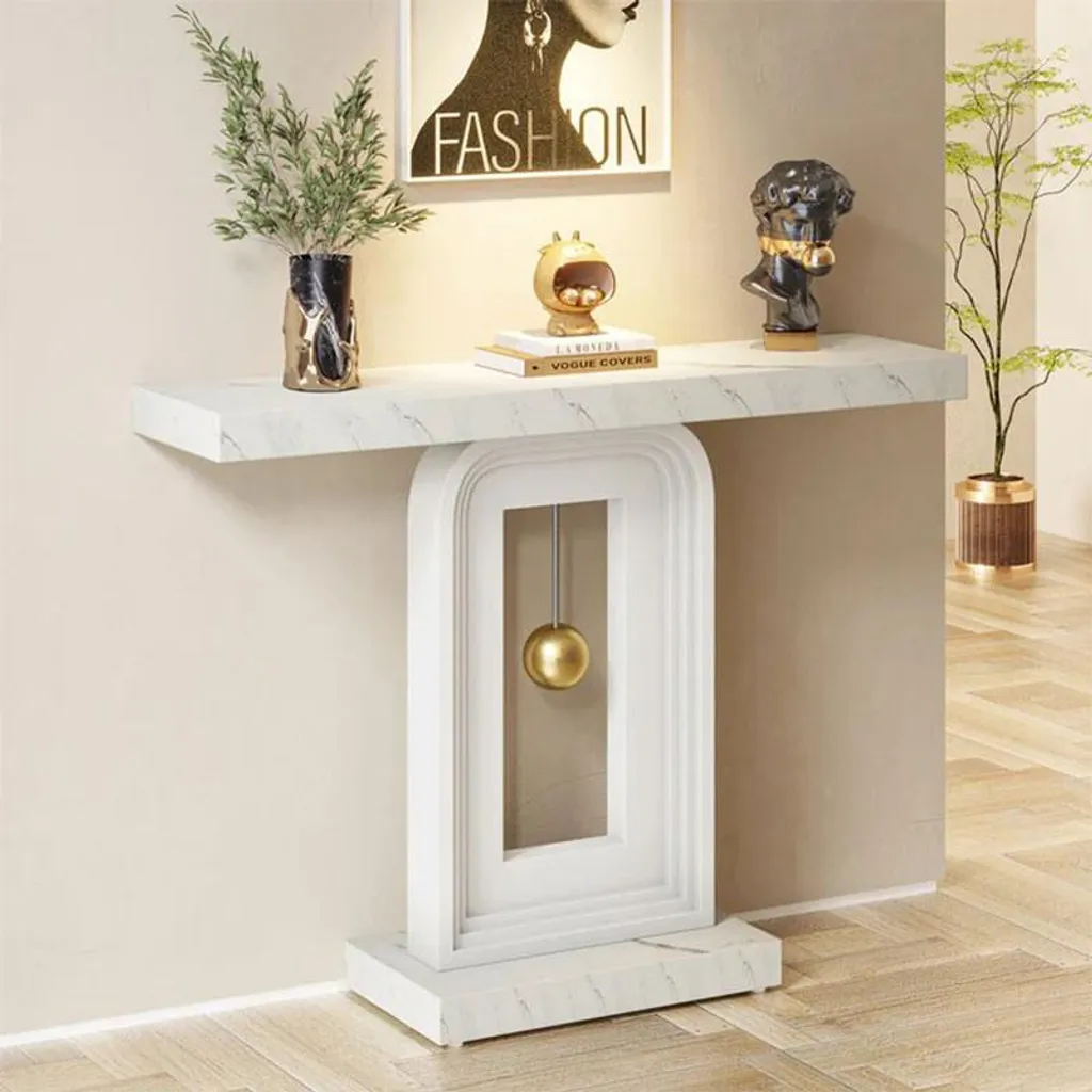 Petite table d'appoint design blanc mat format compact 29,4 x 94,4 cm - 2