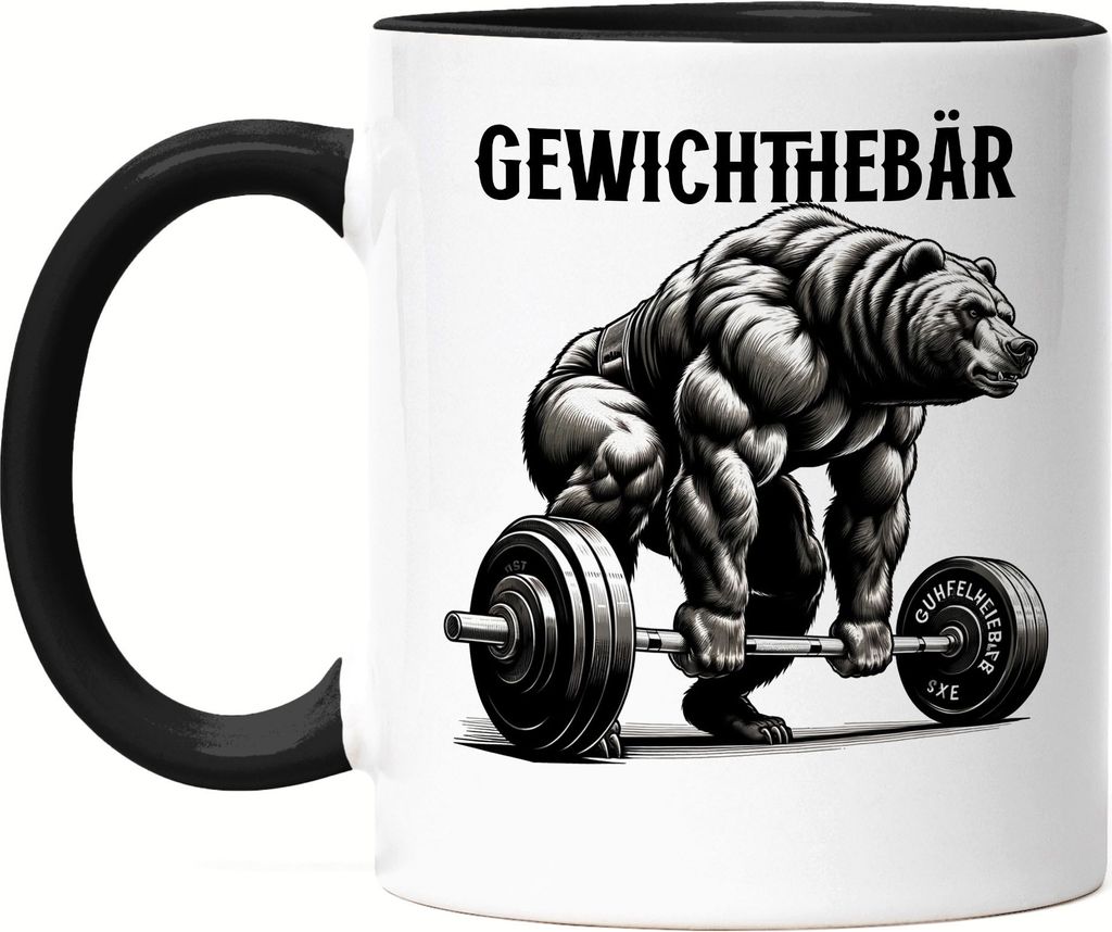 Gewichthebär Bären Tasse Schwarz - Gewichtheber Humor