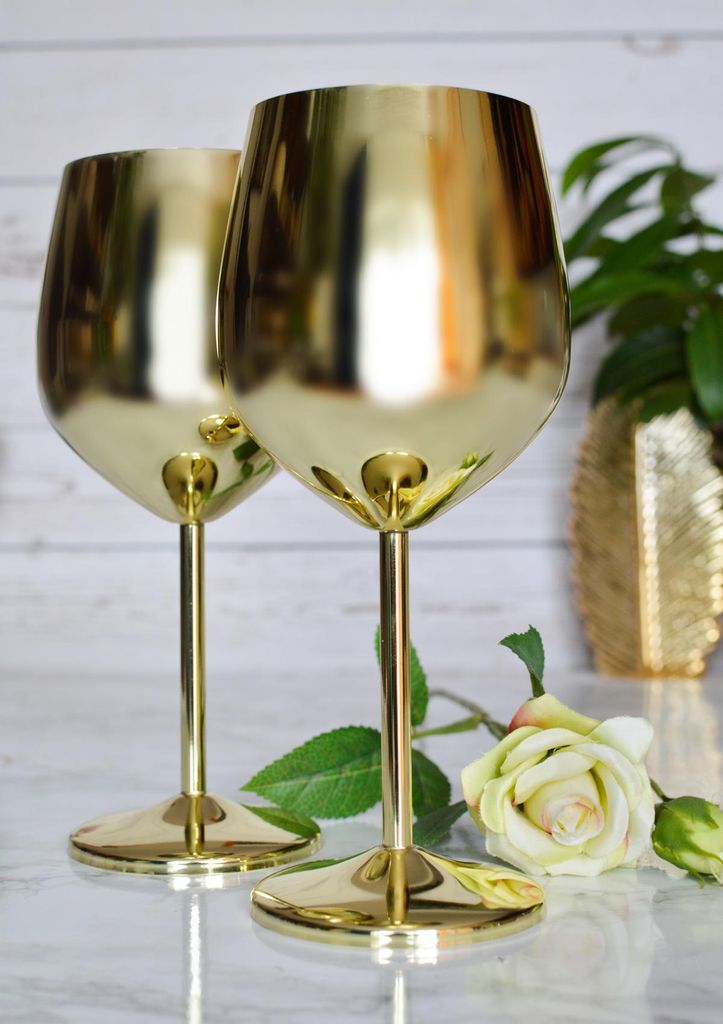 2 sklenice na víno 510ml zlatá nerezová číše na víno / Obrázek produktu 2