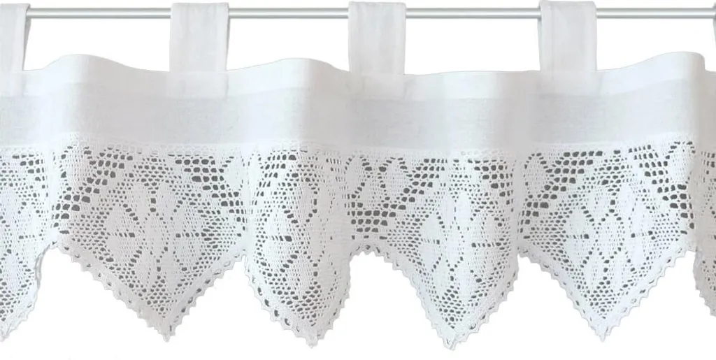 Rideau de cuisine 150 x 30 cm style campagnard en coton et dentelle