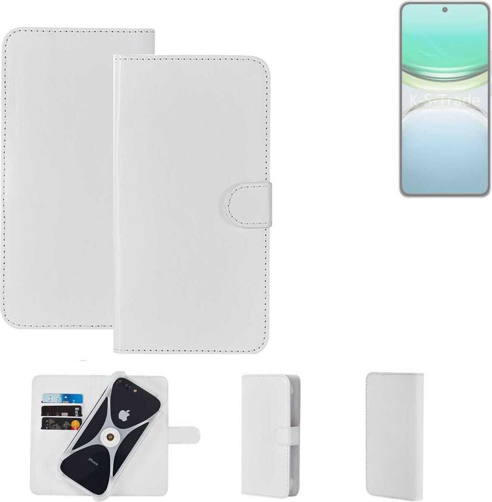 K-S-Trade Handy Hülle Schutz Hülle kompatibel mit Vivo Y300 Pro Cover Case Bookstyle Bumper weiß 1x