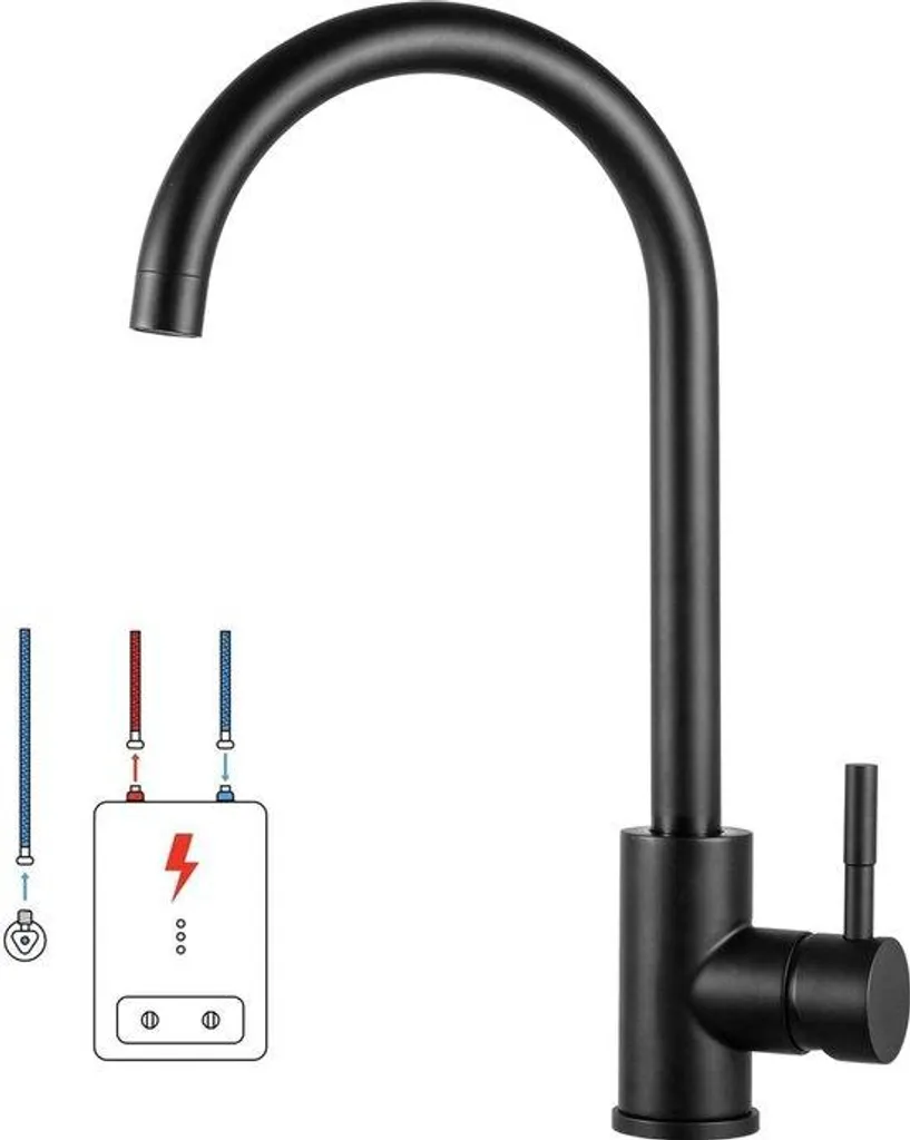 Douchette de rechange cuisine noire pour rincer et nettoyer l'évier