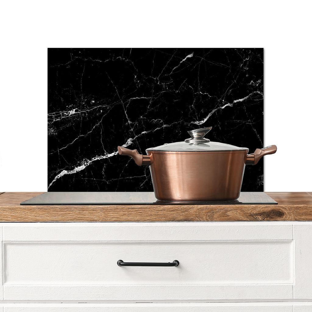 KitchenYeah Spritzschutz Küche - Küchenrückwand - Wandschutz für Herd und Spüle - Marmoroptik - Schwarz - Luxus 60x40 - Alu-Dibond (Alternat...
