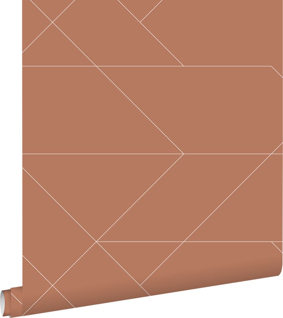 ESTAhome Tapete grafische Linien Terrakotta 53 cm x 10.05 m