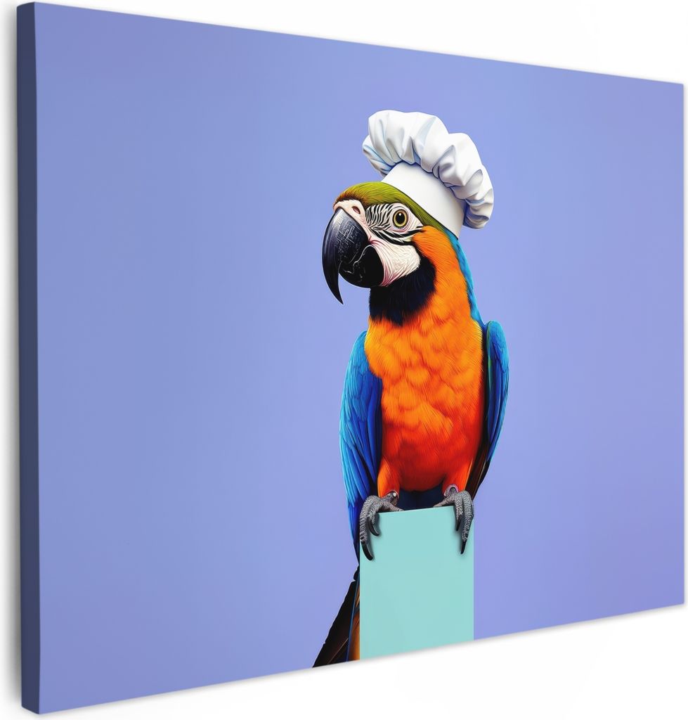 Wanddeko 80x60 cm - Vogel - Kochmütze - Papagei - Violett, Leinwand Bilder, Wanddeko, Gemälde