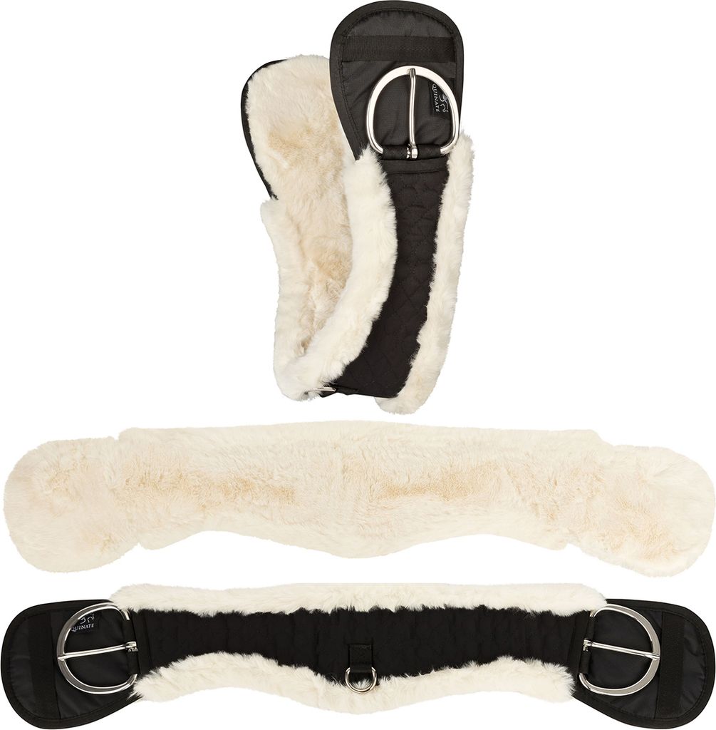 Equinate Western Mondgurt anatomisch mit synthetischem Lammfell 75 cm - 30" Natur