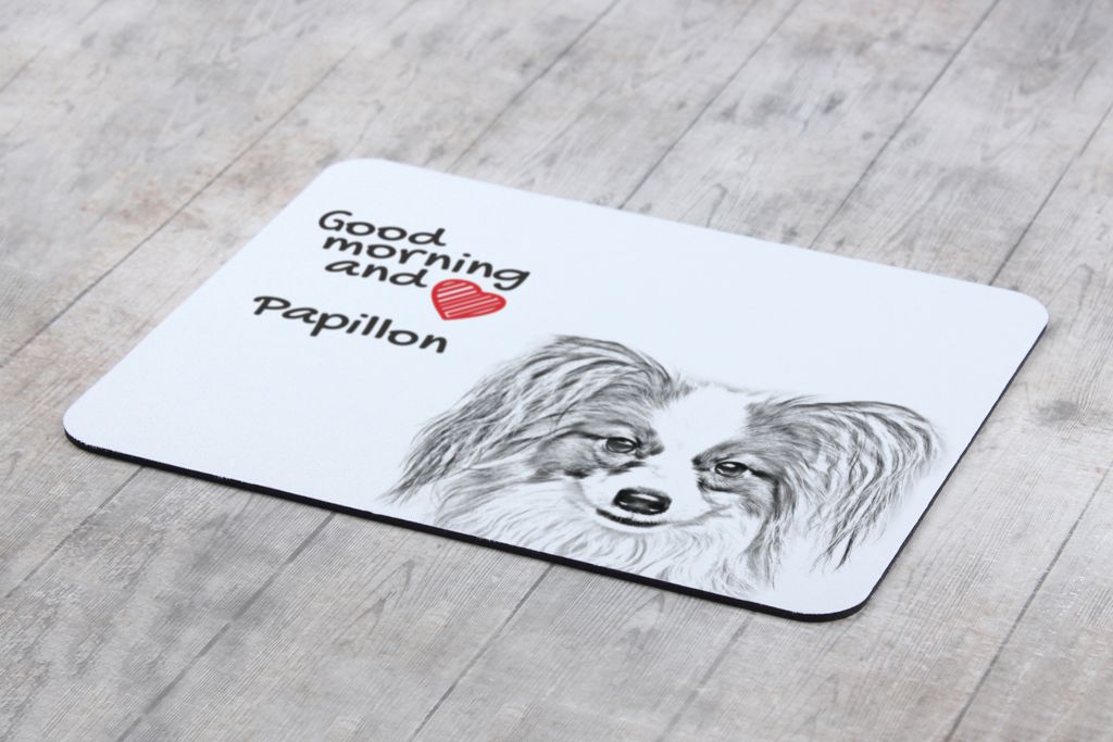 Papillon, Kontinentaler Zwergspaniel - Mauspad mit Druck, personalisiertes Mauspad mit Hund, einzigartiges Gadget für Büroangestellte von Art-Dog.