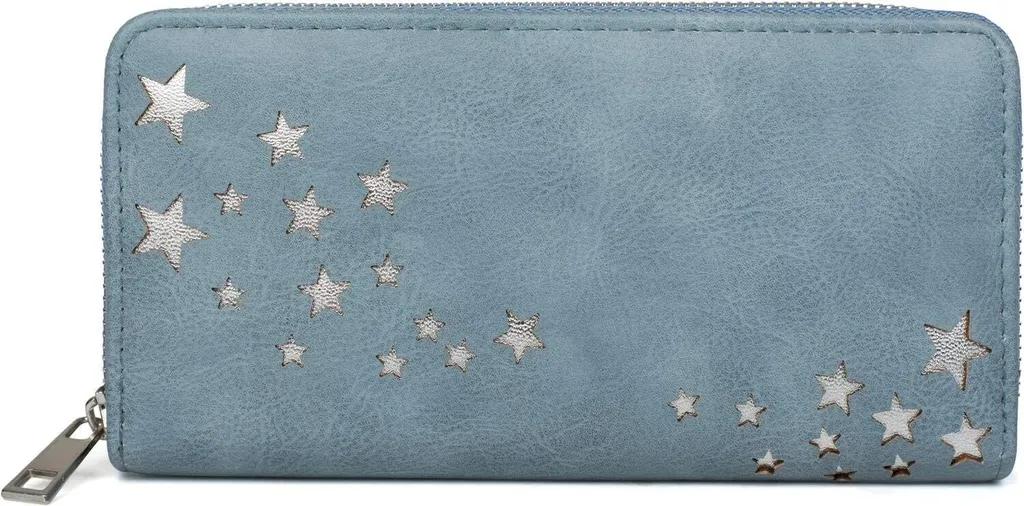 Idea Regalo Donna: Portafoglio Blu con Stelle Metalliche 02040115