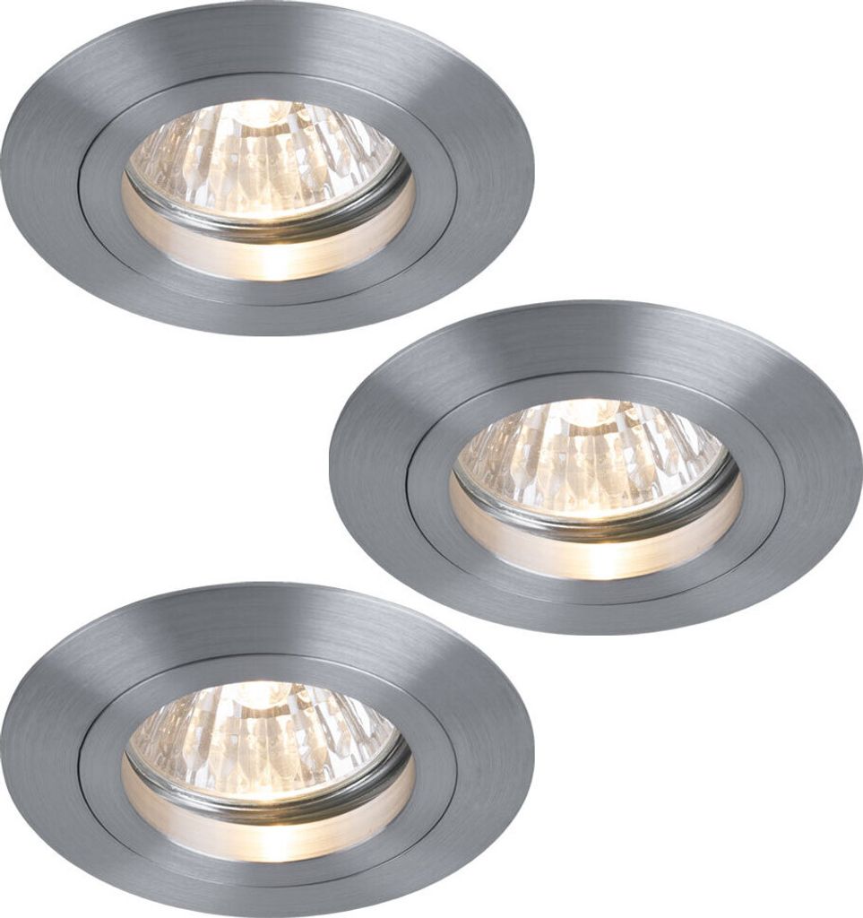 Paulmann Premium Einbauleuchten Set Drilled Alu rund starr 3x35W 105VA 230V/12V GU5,3 51mm Alu ged.4385