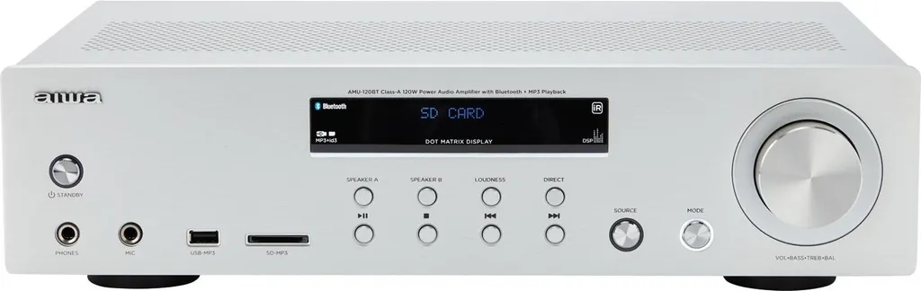 Ampli audio Bluetooth argenté 2 x 60 W RMS pour enceinte