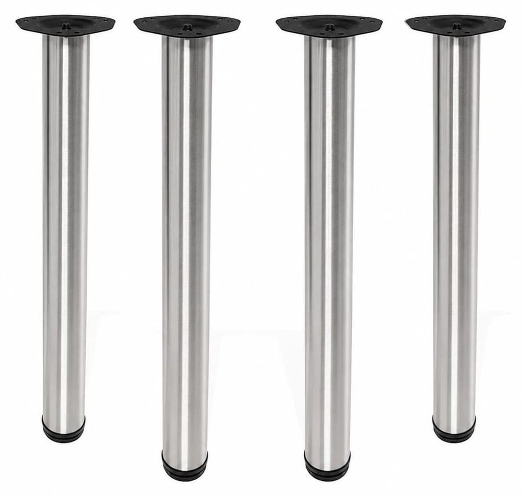Runde Tischbeine 4er Set Edelstahl Optik 710mm - Tischfüße Produktbild 
