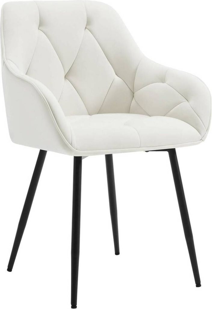 WOLTU Esszimmerstuhl, ergonomischer Sessel, aus Samt, Metallbeine, Creme