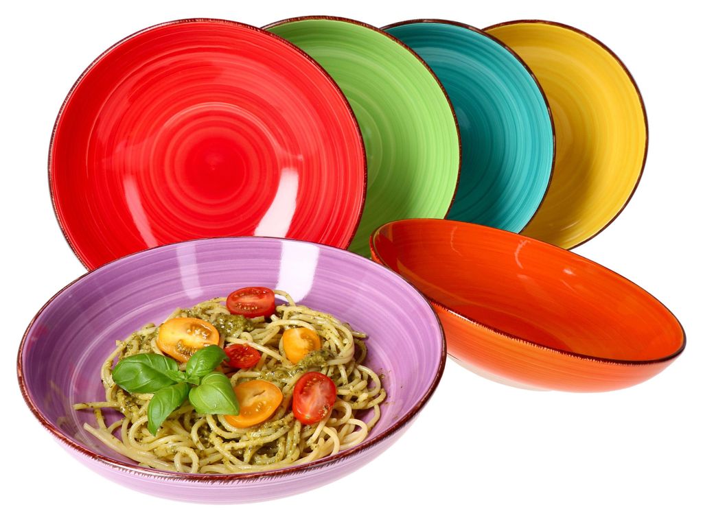 Set da 6 piatti fondi per spaghetti multicolori, 800 ml, Immagine del prodotto 