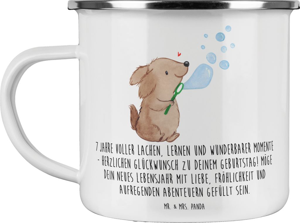 Mr. & Mrs. Panda becher emaille 7. Geburtstag - Weiß - Geschenk, Teetasse, Alter, Pott, Geburtstagsgeschenk, Geburtstagswünsche, Tasse, Fröhlich...