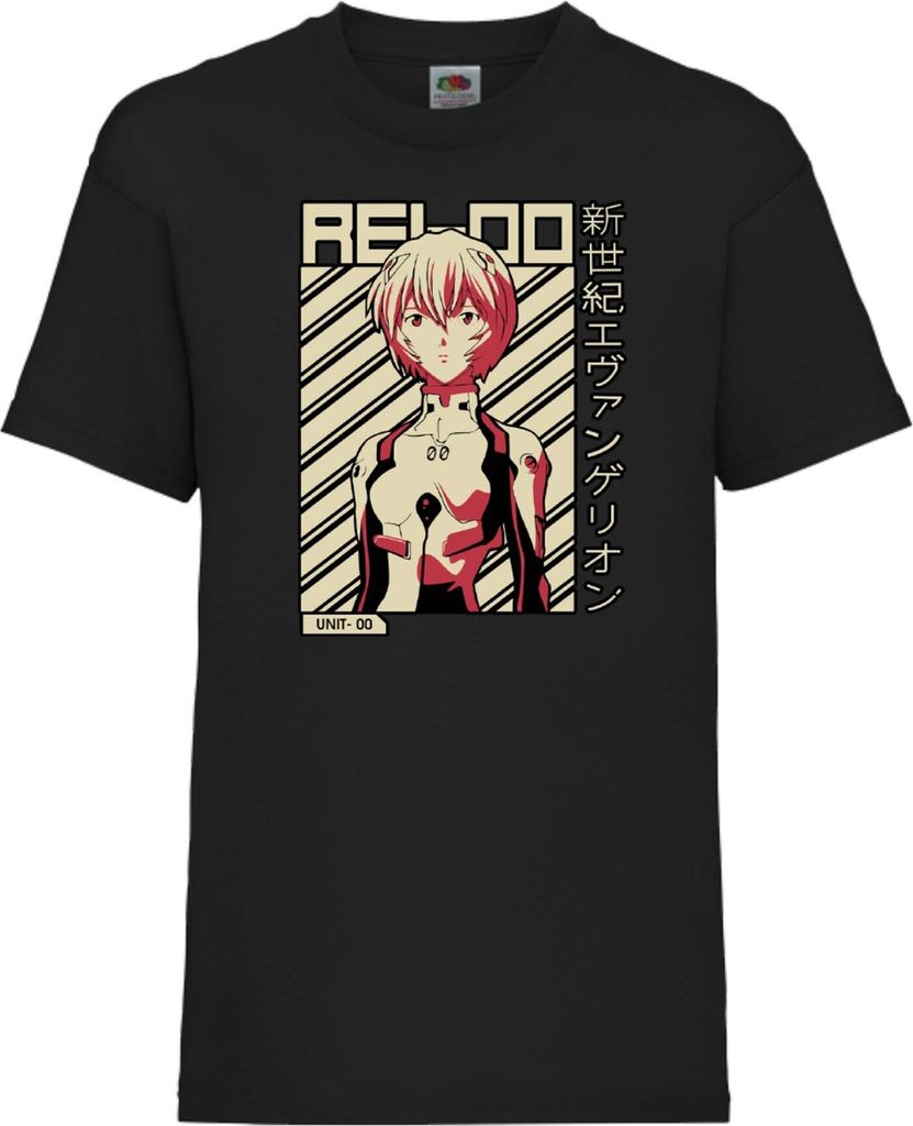 Kinder T-Shirt Neon Anime Genesis Manga Evangelion Rei Ayanami 03 Ayanami, 12-13 Jahr - 152 / Schwarz